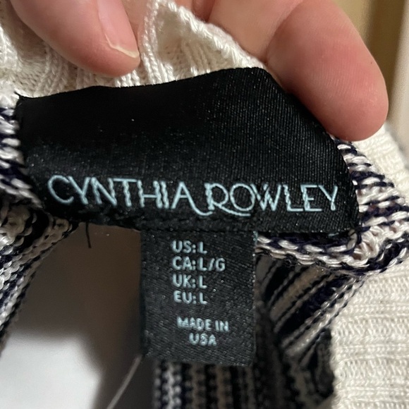 NWT Cynthia Rowley v-neck navy/white sweater 3/4 sleeve dress large - Picture 5 of 11